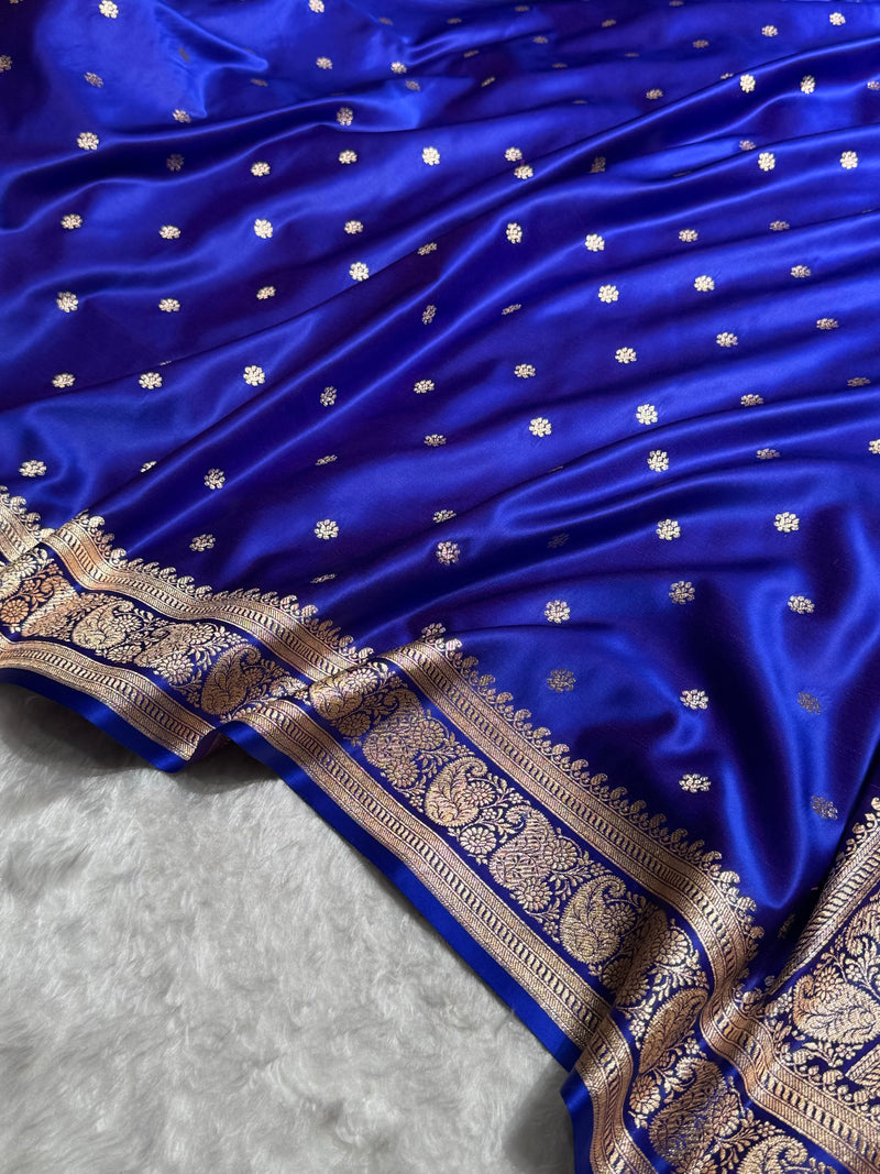 Banarasi Satin Katan Saree With Boota Pattern in Royal Purple Shades SK127