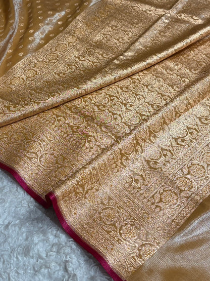 Beige Booti satin Silk Saree SS01