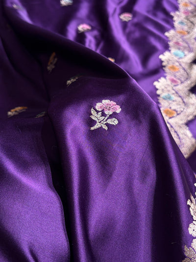 Purple Shades Minakari Scallop Booti Mashru Silk Saree MCS27