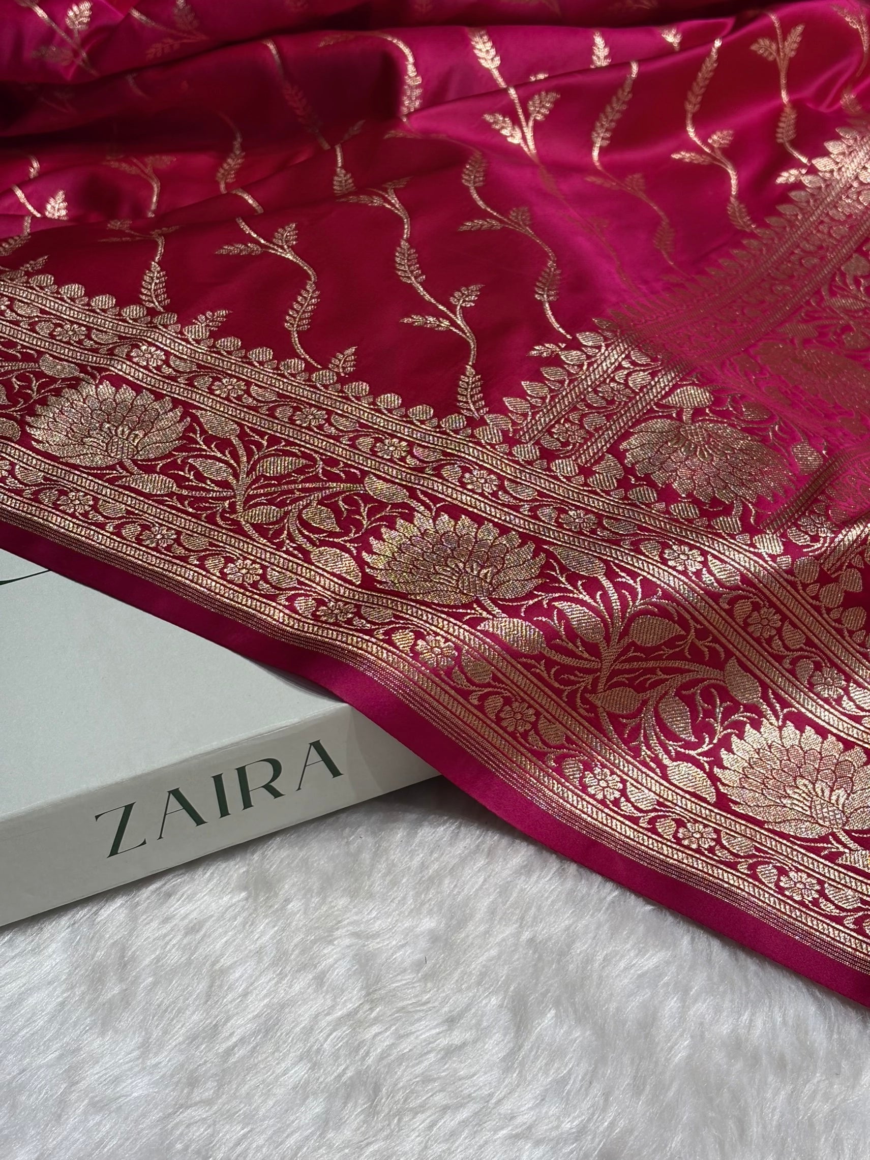 Rani Cross Pattern Satin Katan Silk saree SK37