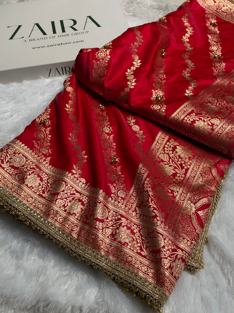 Banarasi Bridal Red Cross with Ghongroo Work BSS10XG