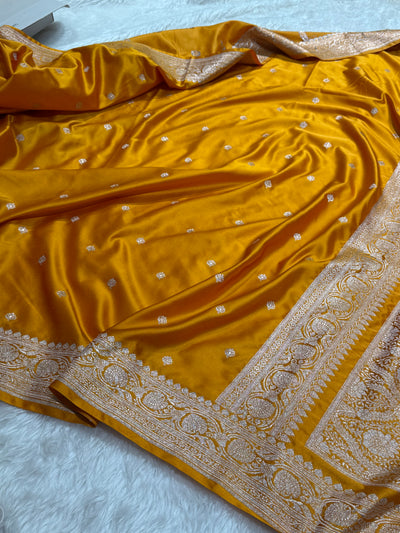 Banarasi Booti Motif In Mustard Mashru Silk Saree MCS10