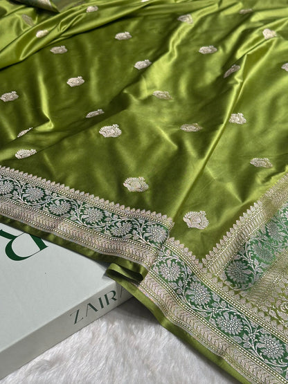 Dark Pista Shade Mashru Silk Boota