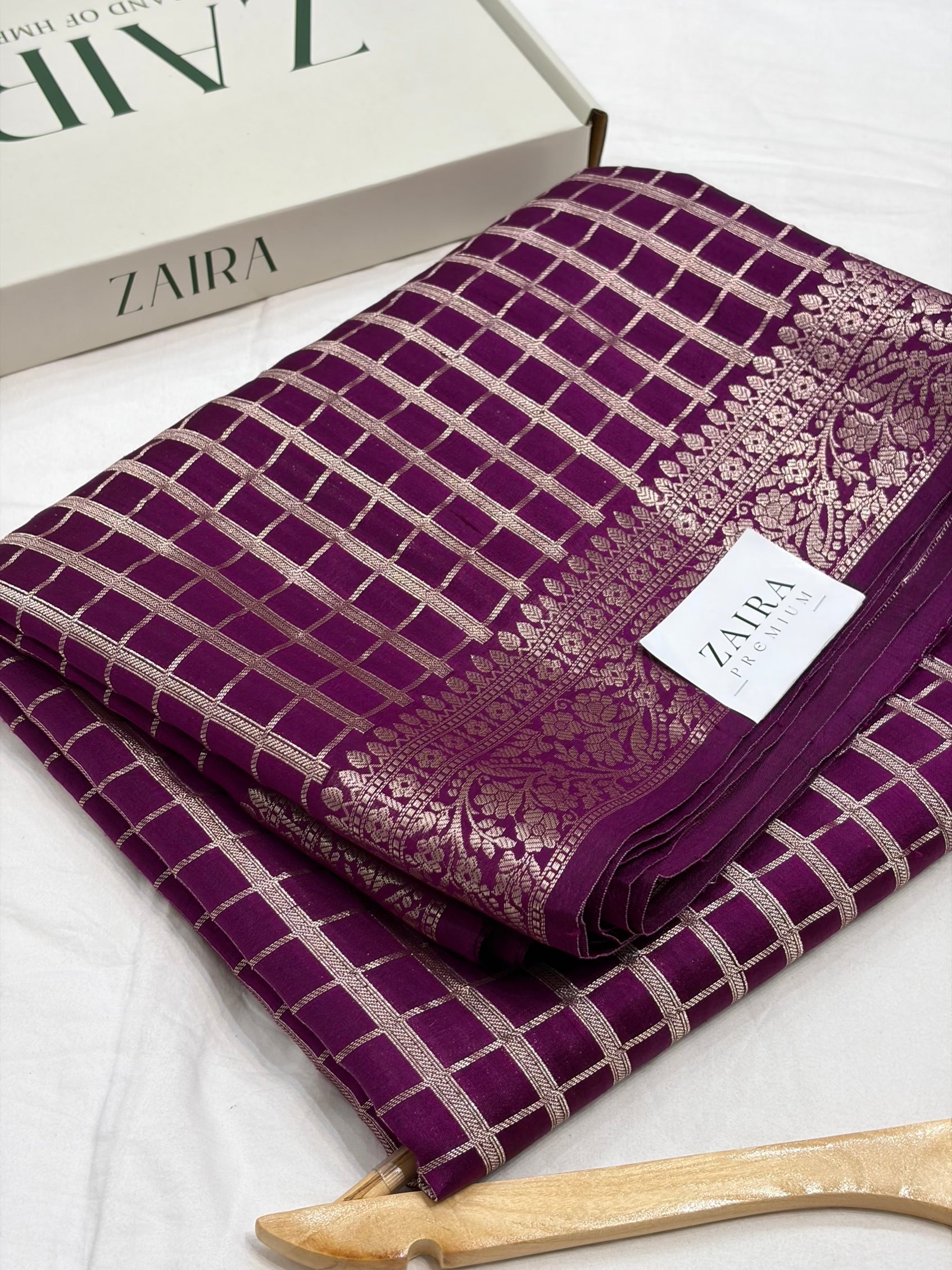 Wine Flower Booti Pure Caramel Silk Saree