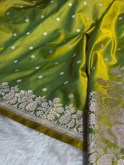 Liril Green Floral Boota With Floral Border Mashru Silk Saree MSM 79