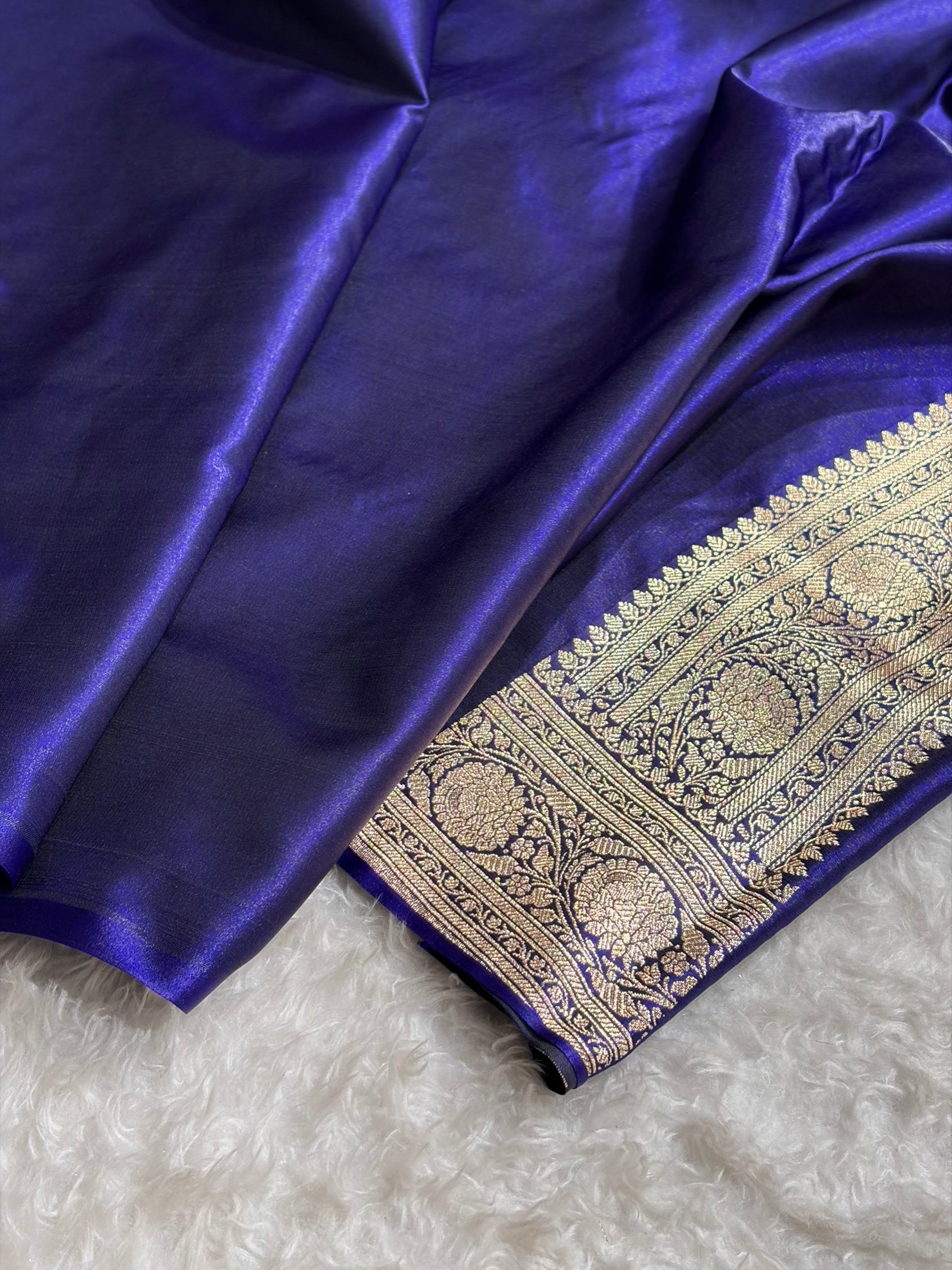 Satin Silk Cross Pattern in Royal Blue Shades SS37