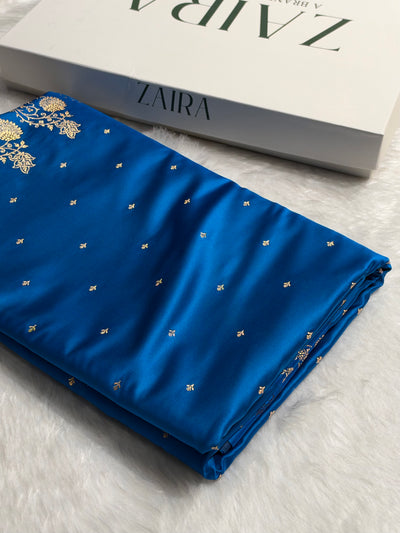 Banarasi Blue Satin Katan with Tanchoi Pattern SK163