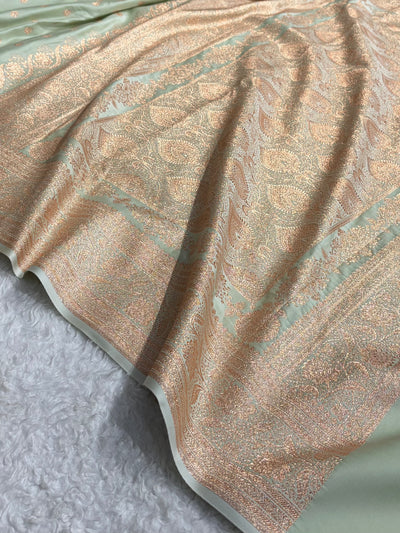 Banarasi Katan Silk Saree In Light Pista Shades SK08
