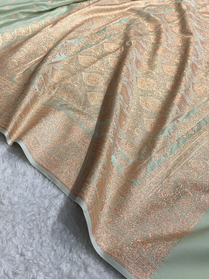 Banarasi Katan Silk Saree In Light Pista Shades SK08