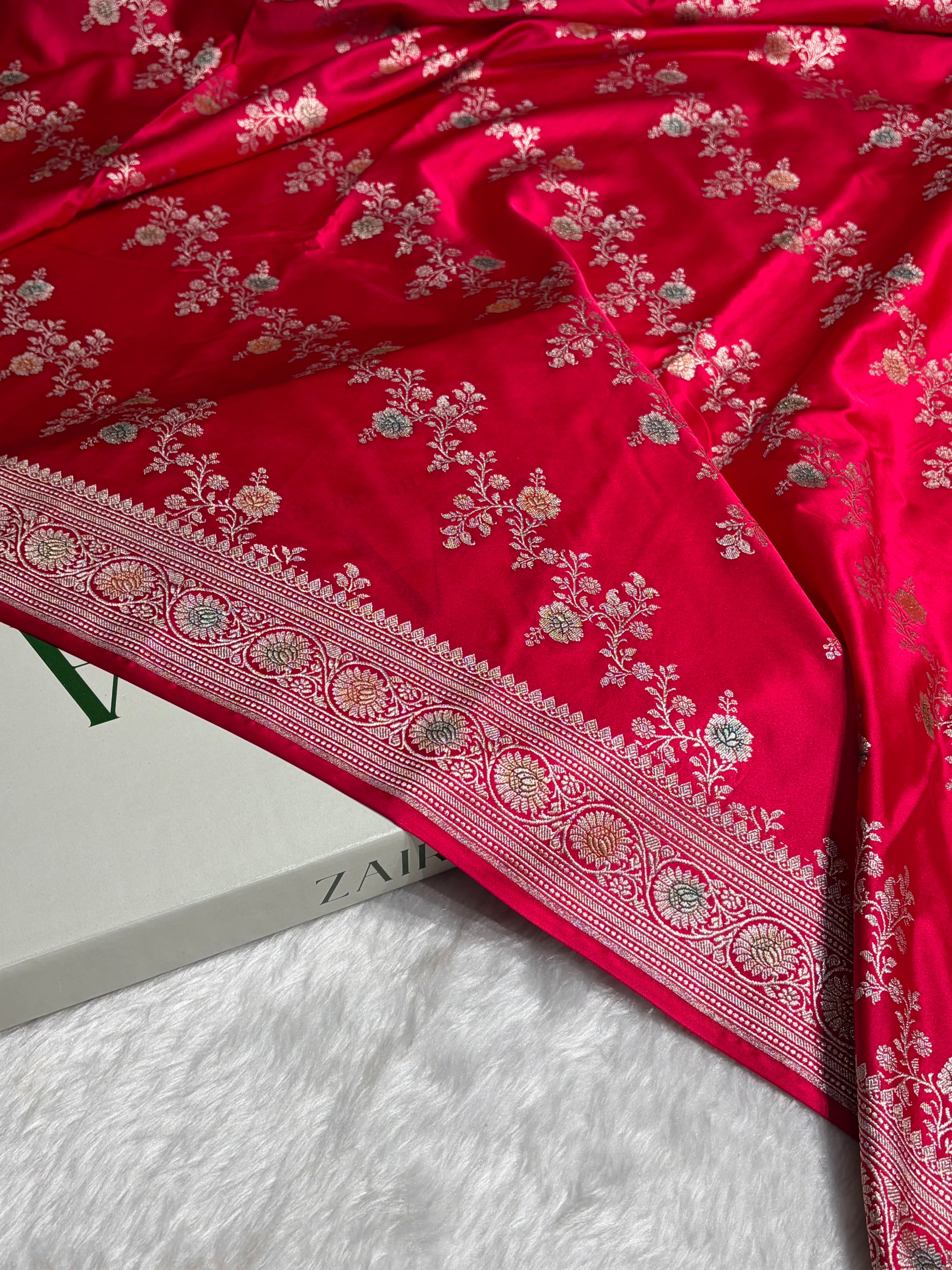 Dark Pink Minakari Banarasi Cross Mashru Silk Saree MS01