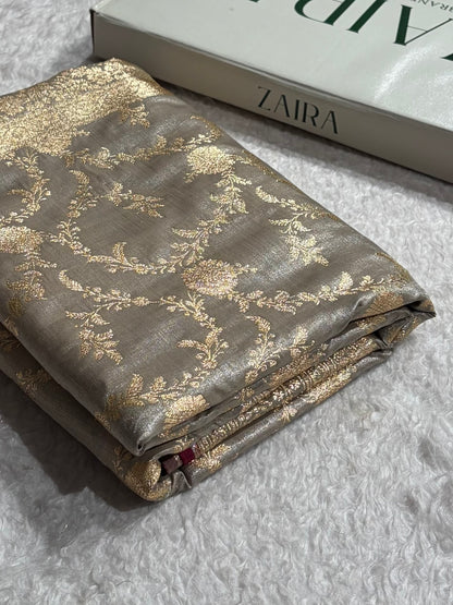 Ultra Light Weight Satin Silk Jaal in Grey Shades SS14