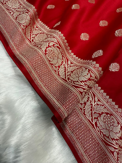 Red Shades Floral Boota Mashru Silk Saree MSM 77