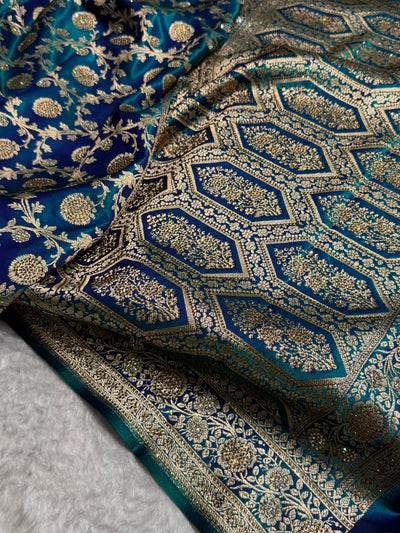 Peacock With Swarovski Stone Work Jaal Pattern Satin Silk Saree BSS15