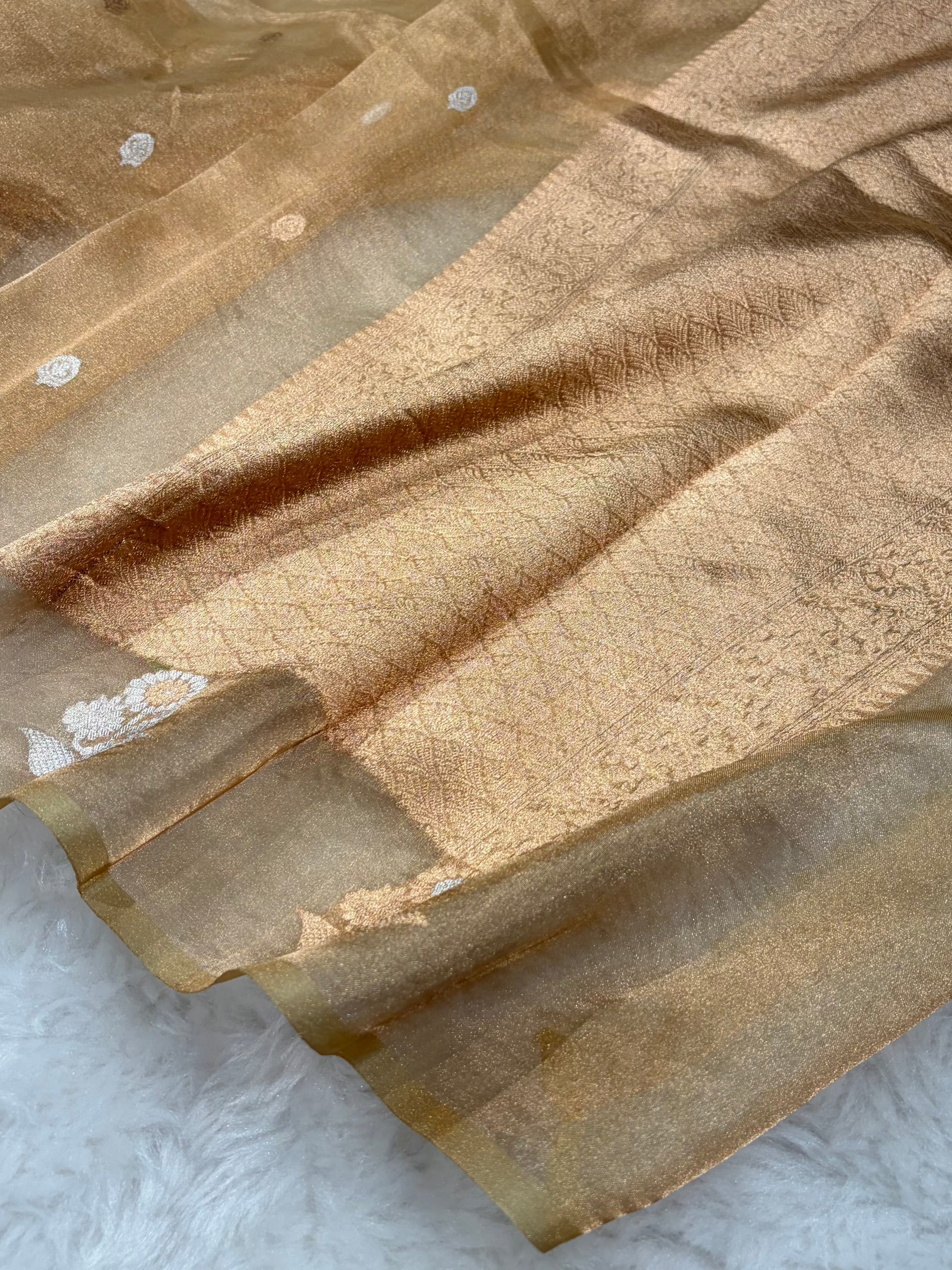 Tusser Bananasi Floral Shades Pure Tissue Silk Saree PT-39