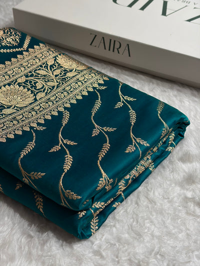 Cross Wine Floral Pattern Satin Katan Silk saree SK37