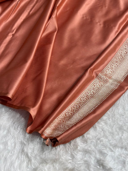 Peach Floral Motif Mashru Silk Saree MSM-04