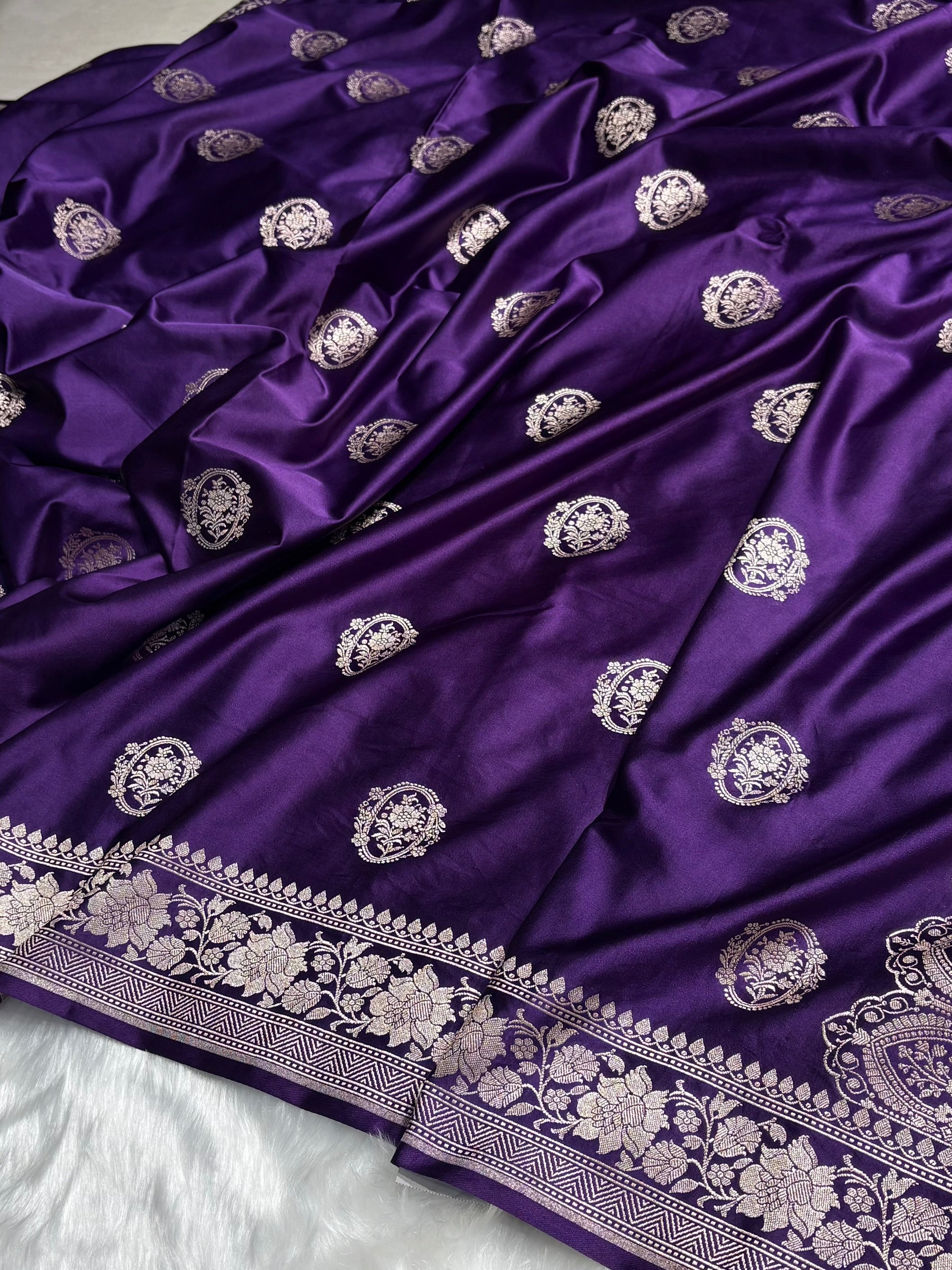 Dark Purple Shades Boota Mashru Silk Saree MS24
