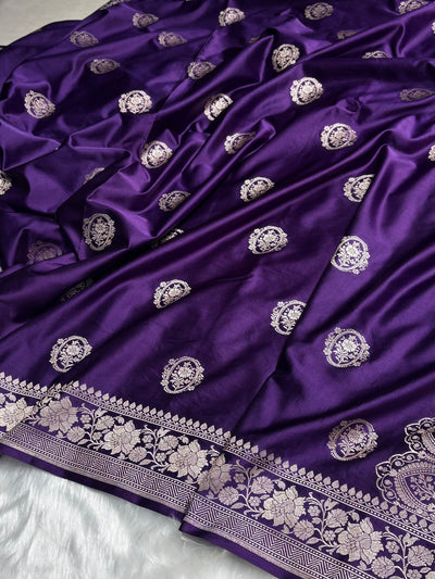 Dark Purple Shades Boota Mashru Silk Saree MCS24