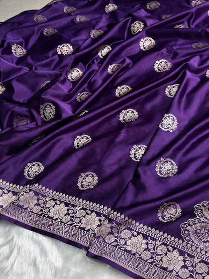 Dark Purple Shades Boota Mashru Silk Saree MS24