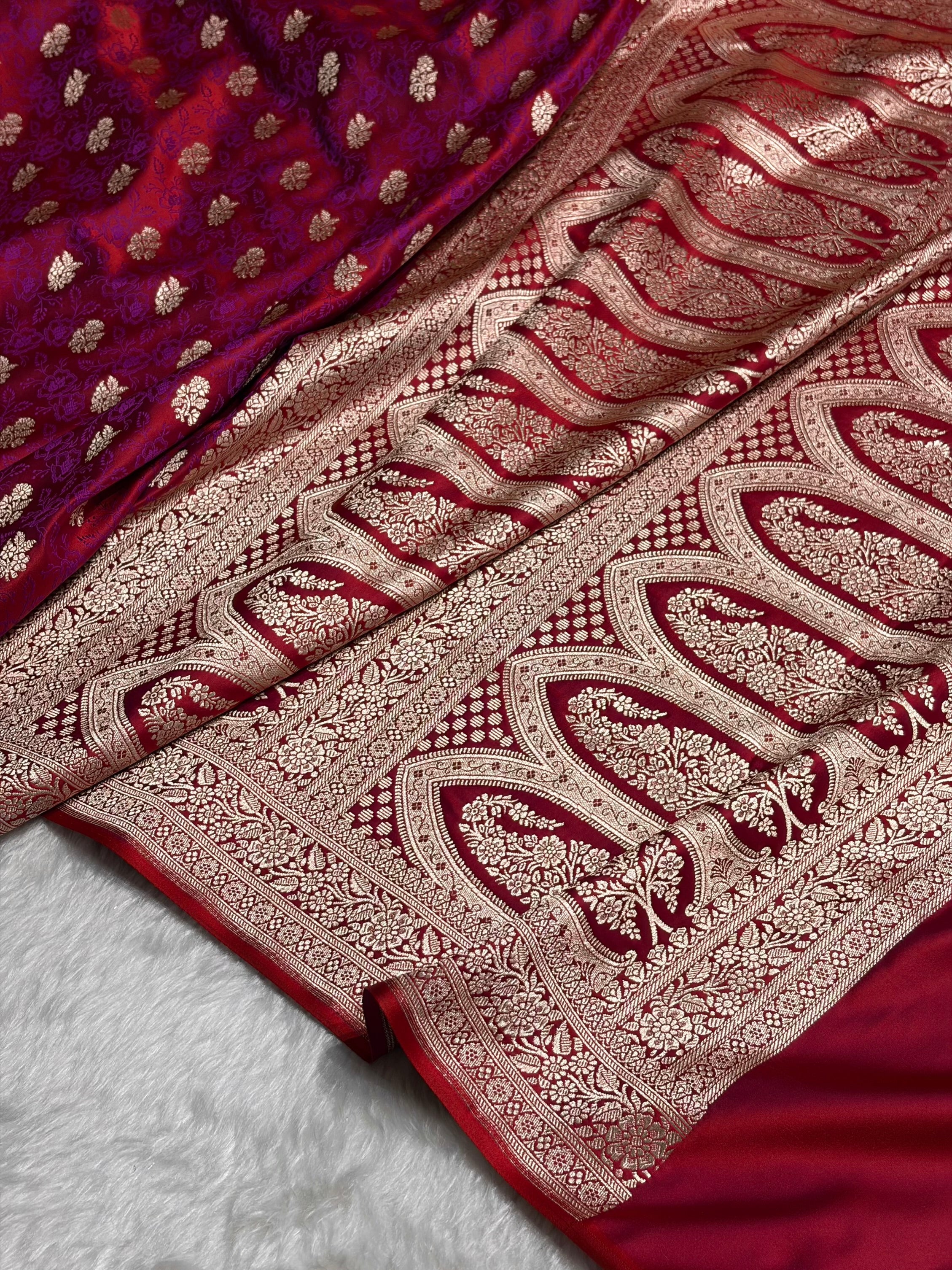 Reddish Magenta Shades Tanchoi Motif Mashru Silk Saree MST-10