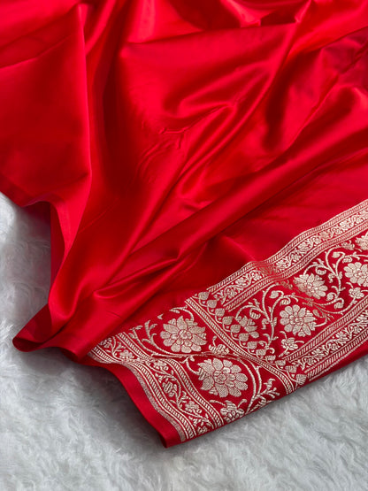 Red Shades Banarasi Boota Pattern Floral Mashru Silk Saree MSM-106