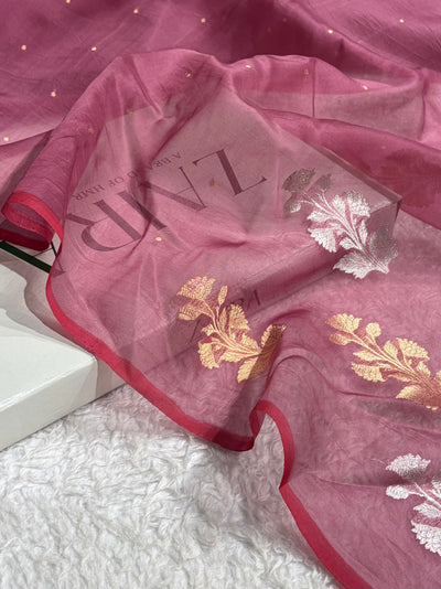 Banarasi Pure Organza Wine Shades Banarasi Silk Saree PO-35