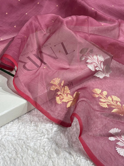 Banarasi Pure Organza Wine Shades Banarasi Silk Saree PO-35