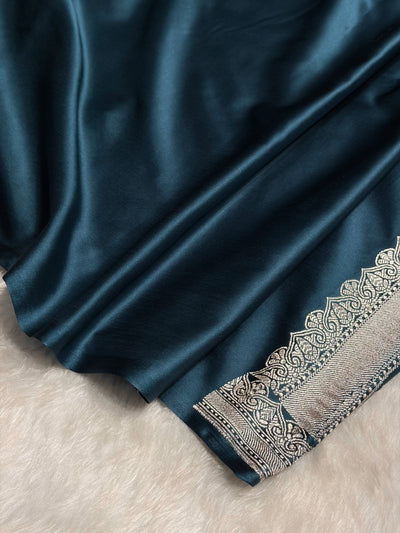 Dark Peacock Shades Unique Motif Mashru Silk Saree MCS47
