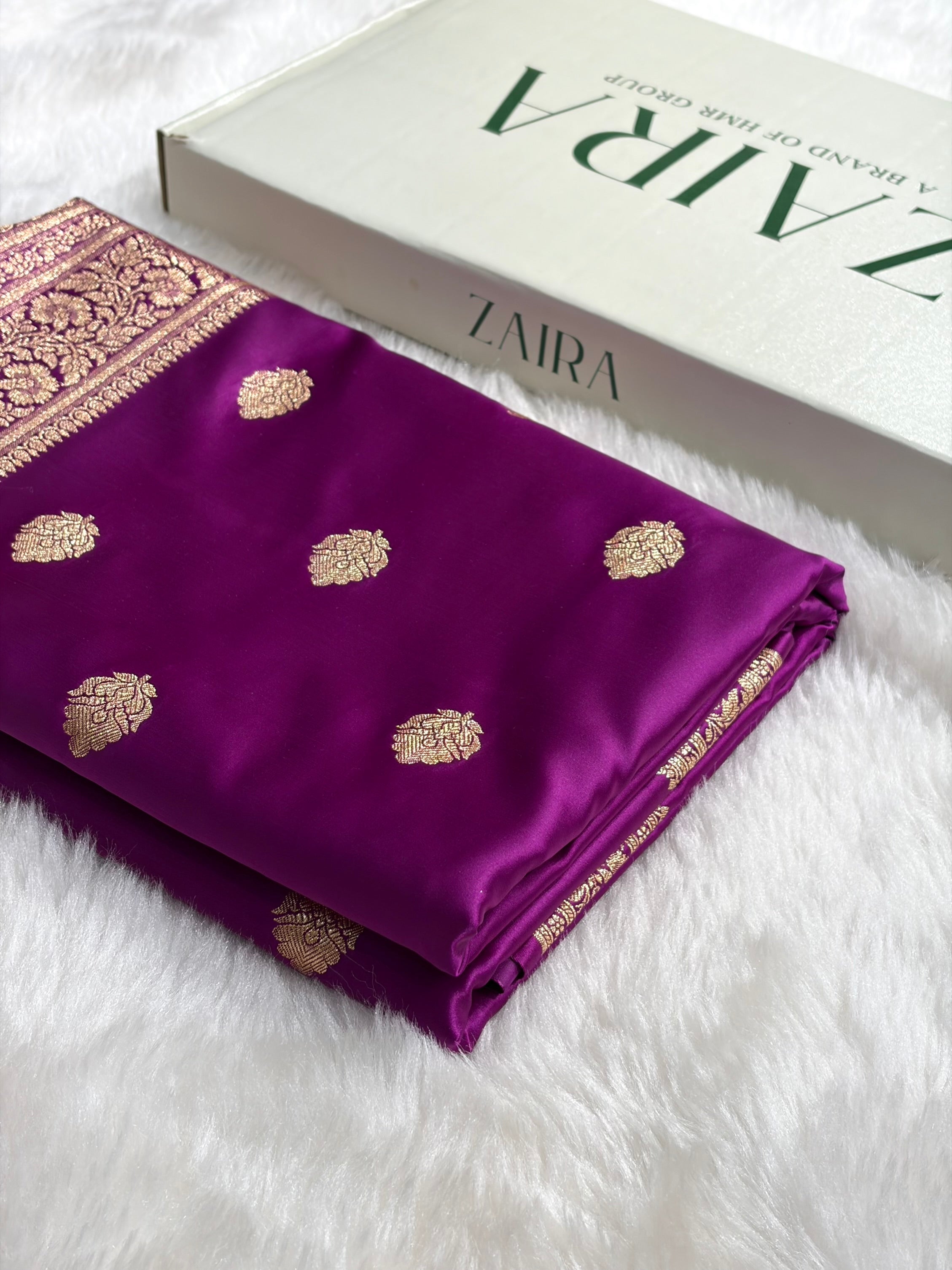 Dark Magenta Treditional Banarasi Booti Pattern Satin Katan Silk Saree SK65