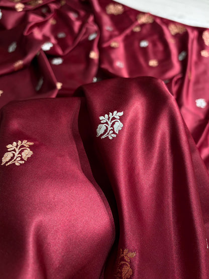 Chocolate Shades Banarasi With Floral Border Mashru Silk Saree MSM-126