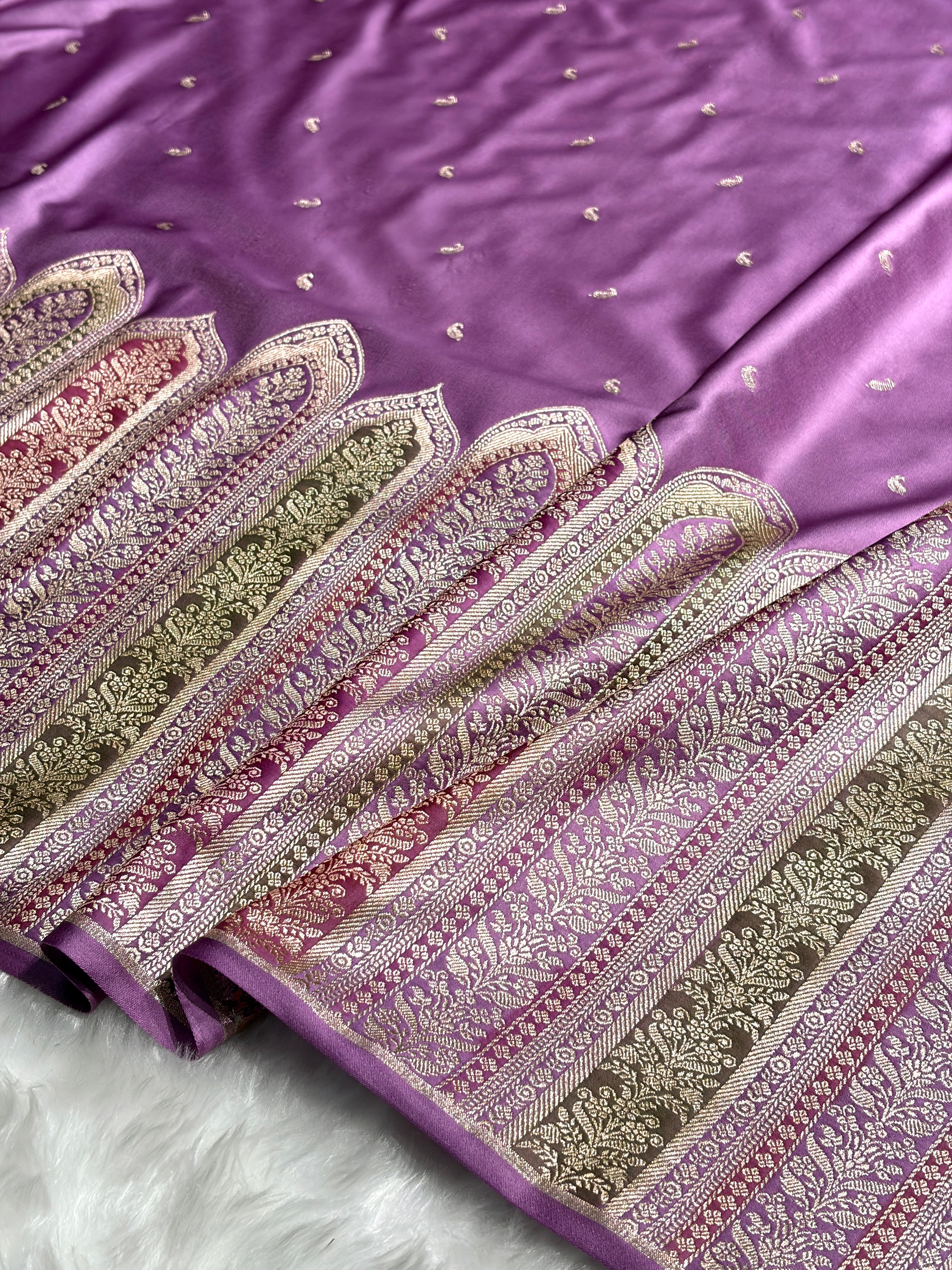 Skirt Border Lavender Minakari Mashru Silk Saree MS13