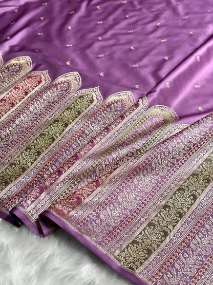 Skirt Border Lavender Minakari Mashru Silk Saree MS13