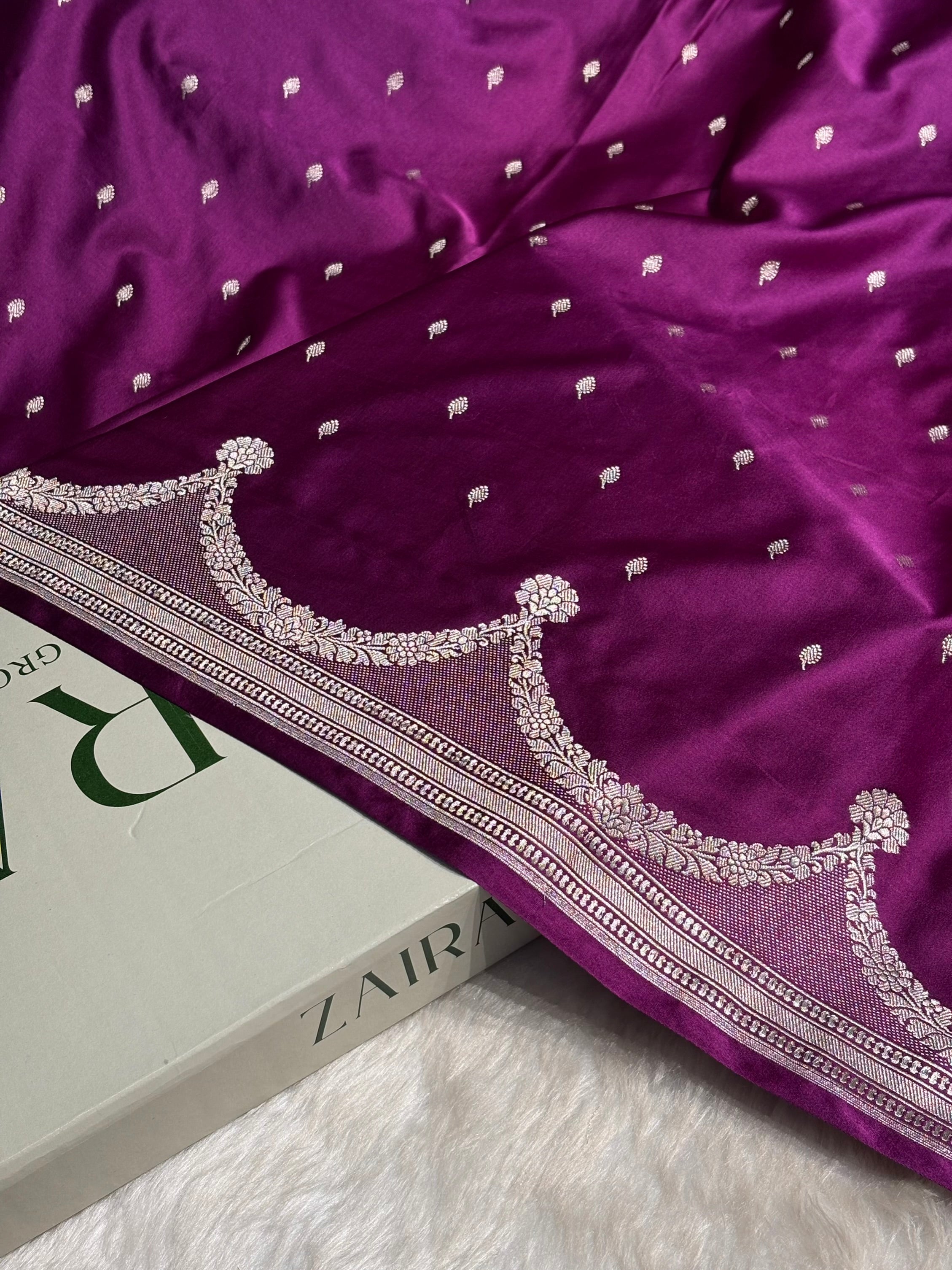 Wine Shades Scallop Mashru Silk Saree MS60