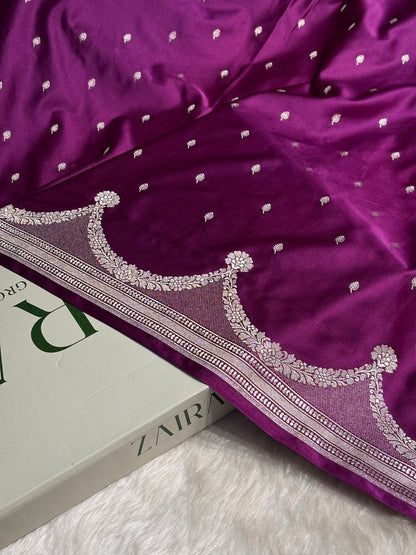 Wine Shades Scallop Mashru Silk Saree MS60