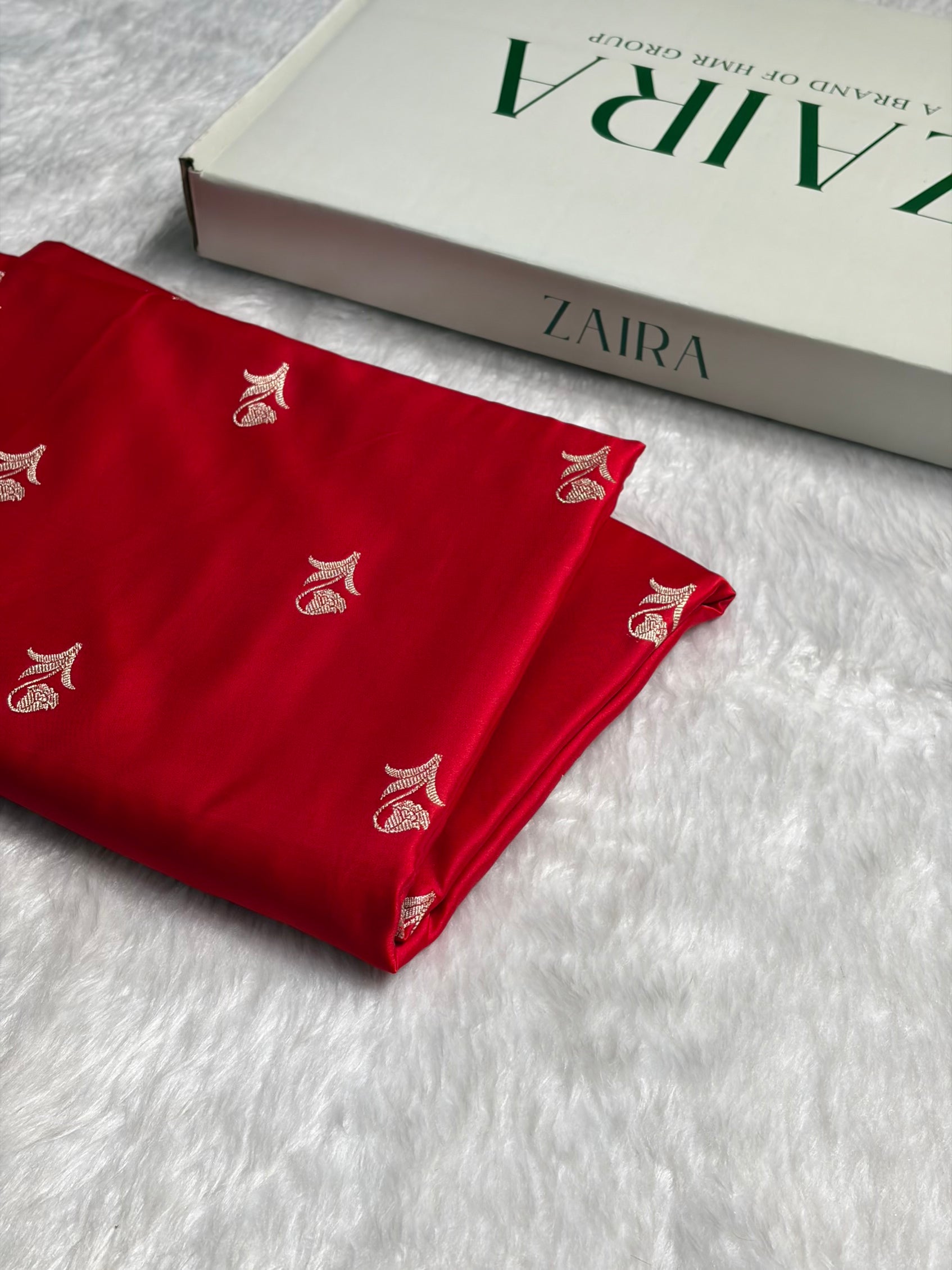 Red Boota With Floral Border Mashru Silk Saree MSM-96