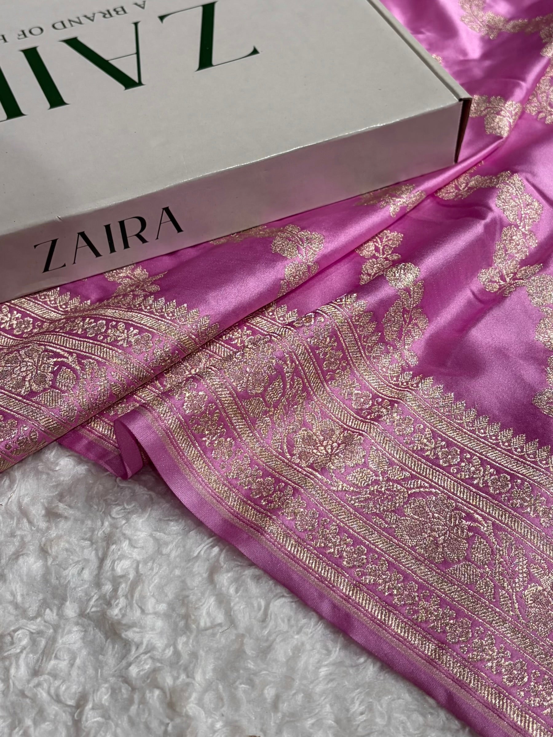 Banarasi Blush Pink Cross Pattern Mashru Silk Saree MS02