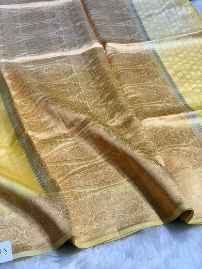 Ombré Lemom Shades Boota Handwoven Pure Raw Mango Silk RM-08