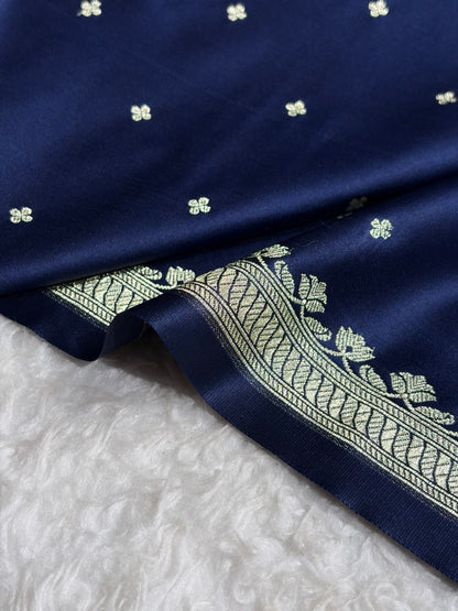 Navy Blue Shades Banarasi Boota Pattern Floral Mashru Silk Saree MSM-119