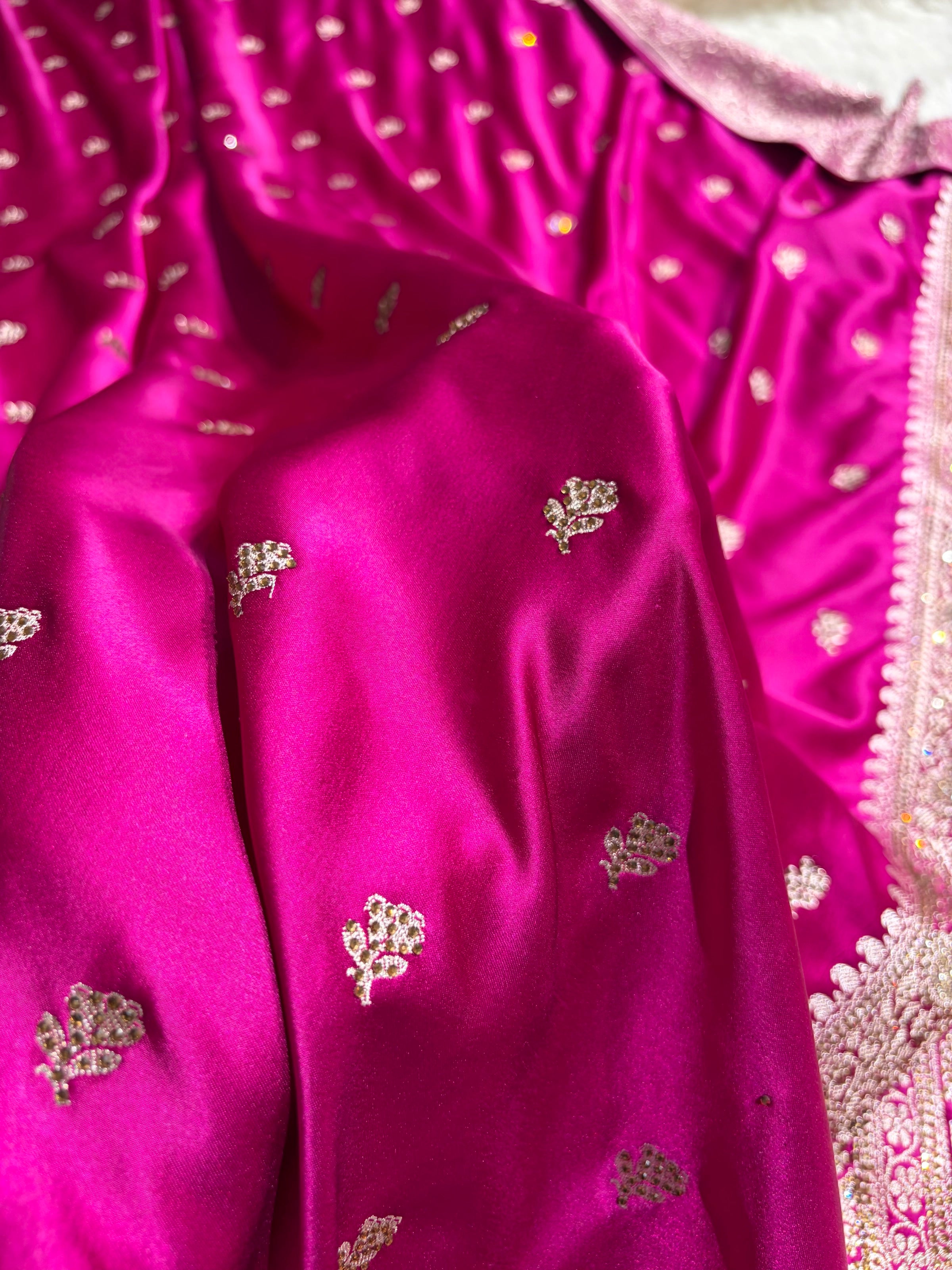 Wine With Swarovski Work Booti Mashru Silk Saree BMS40