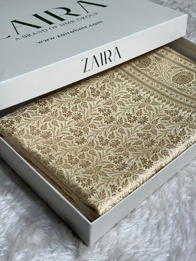 Cream Shades Brocade Satin Silk Saree Banarasi Saree Shades SS30