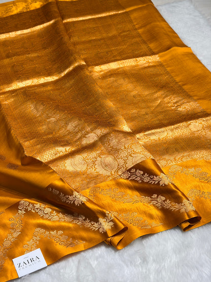 Mustard Shades Boota Handwoven Pure Paper Silk RM-13