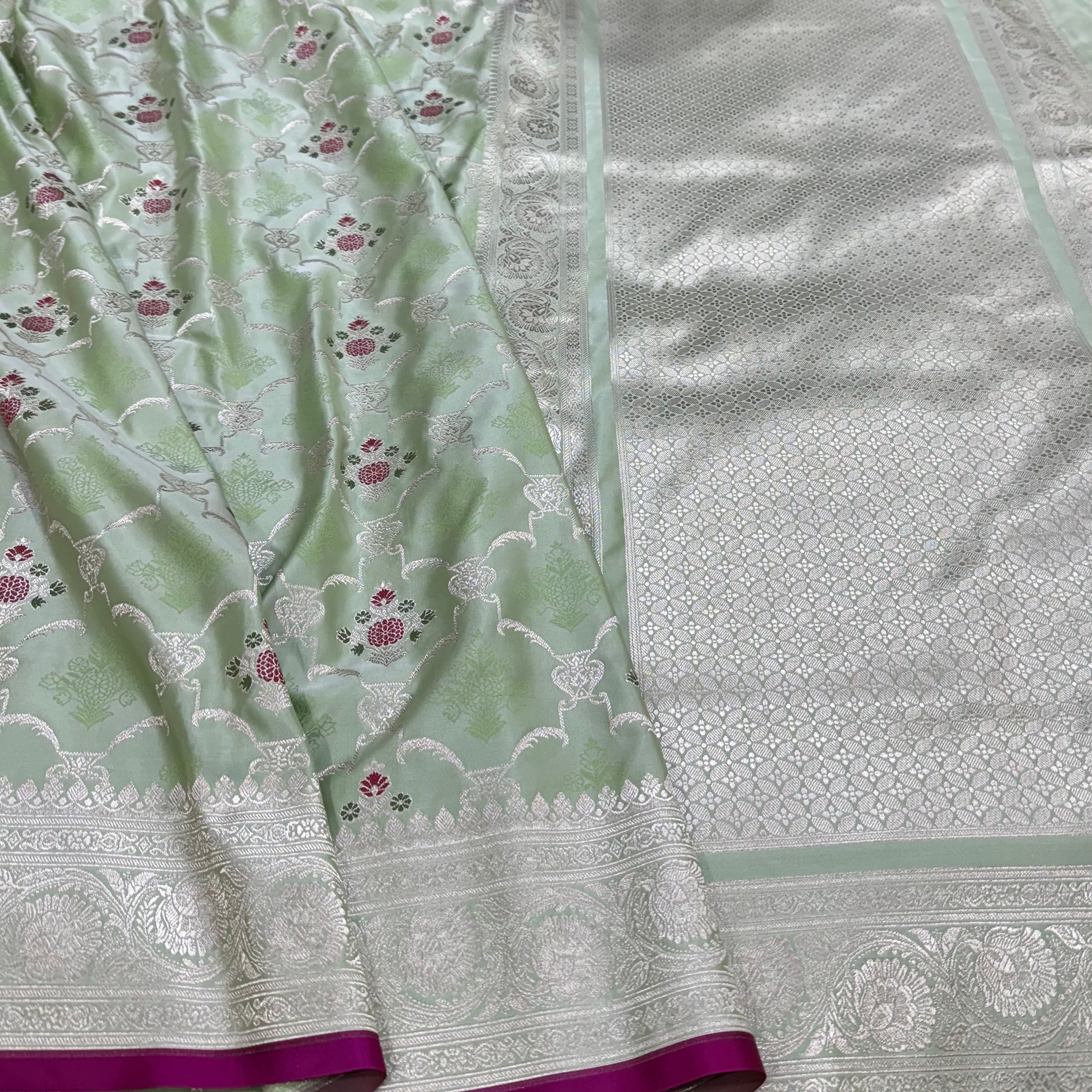 Pista Tanchoi Mashru Silk with Minakari Boota