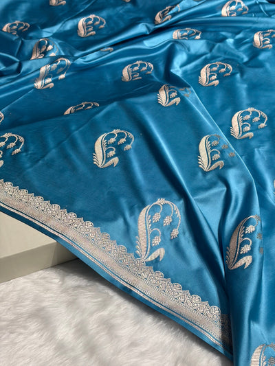 Firozi Shades Unique Boota Motif Mashru Silk Saree MCS12