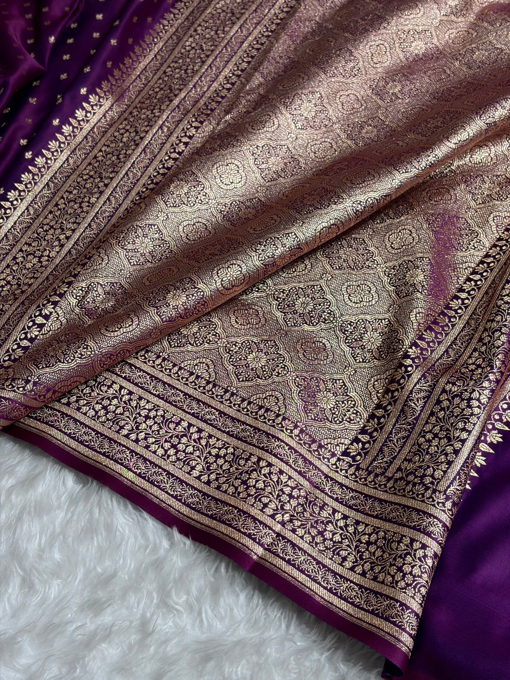 Banarasi Satin Katan Saree in Cross Wine Shades SK88