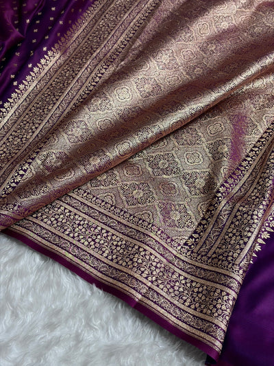 Banarasi Satin Katan Saree in Cross Wine Shades SK88