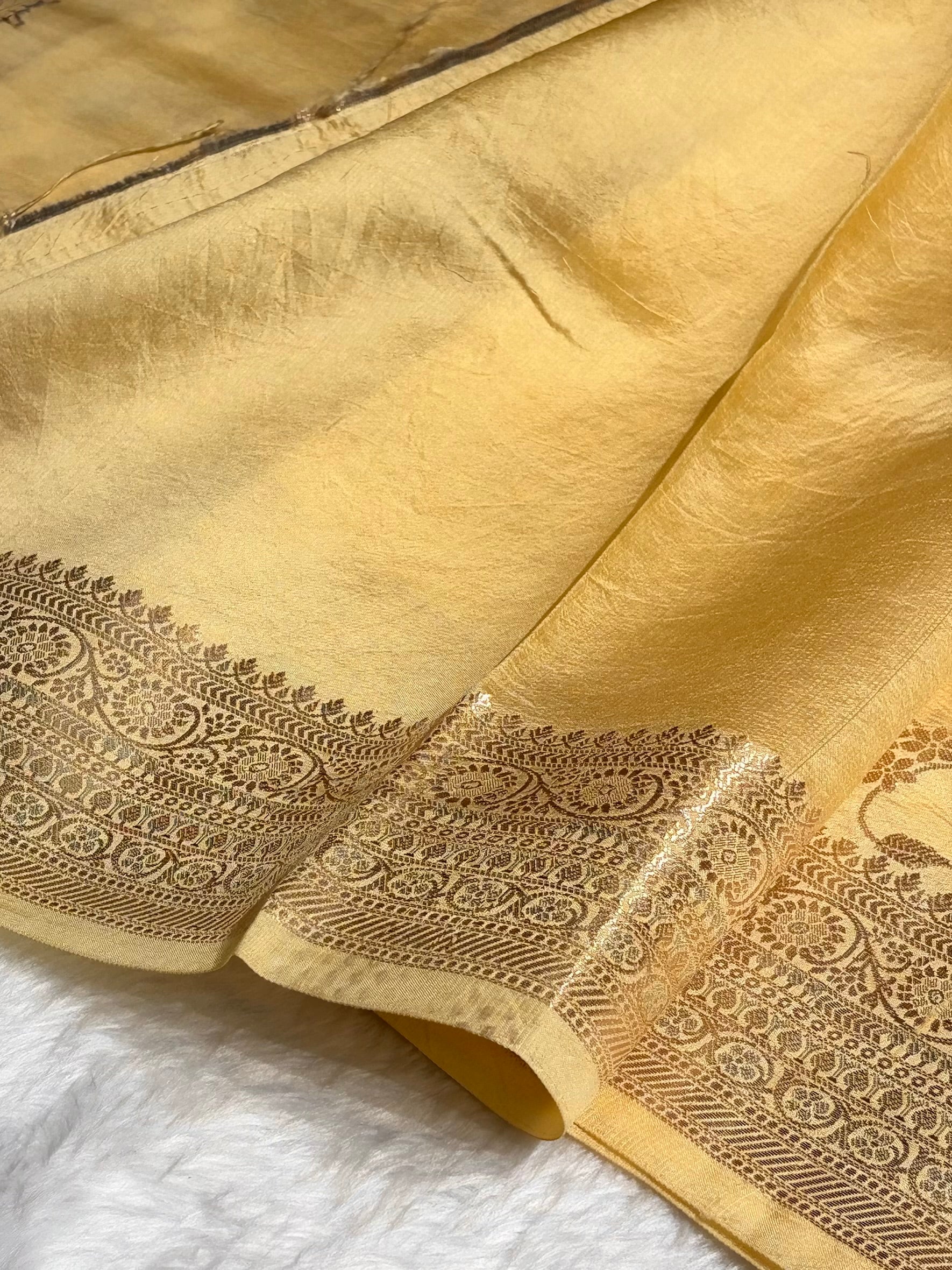 Light Tusser Banarasi Jaal Pure Caramel Silk Saree CS-07