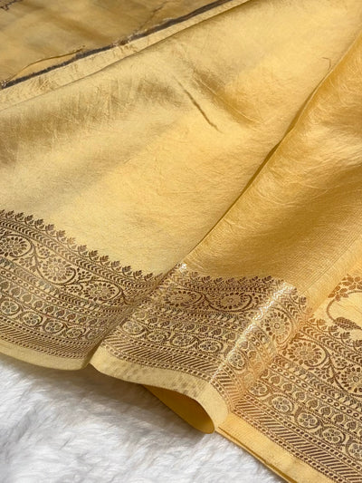 Light Tusser Banarasi Jaal Pure Caramel Silk Saree CS-07