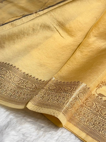 Light Tusser Banarasi Jaal Pure Caramel Silk Saree CS-07