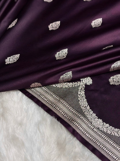 Dark Purple Shades Scallop Mashru Silk Saree MS20