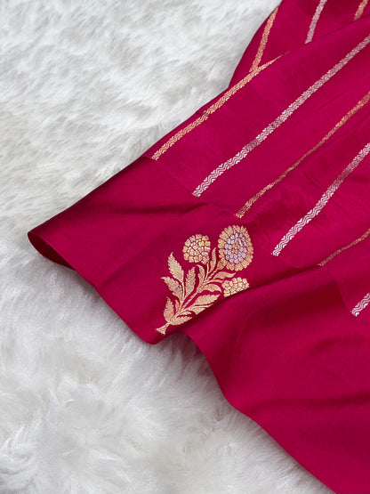 Banarasi Rani Shades Meenakari Boota Handwoven Pure Katan Paper Silk RM-75